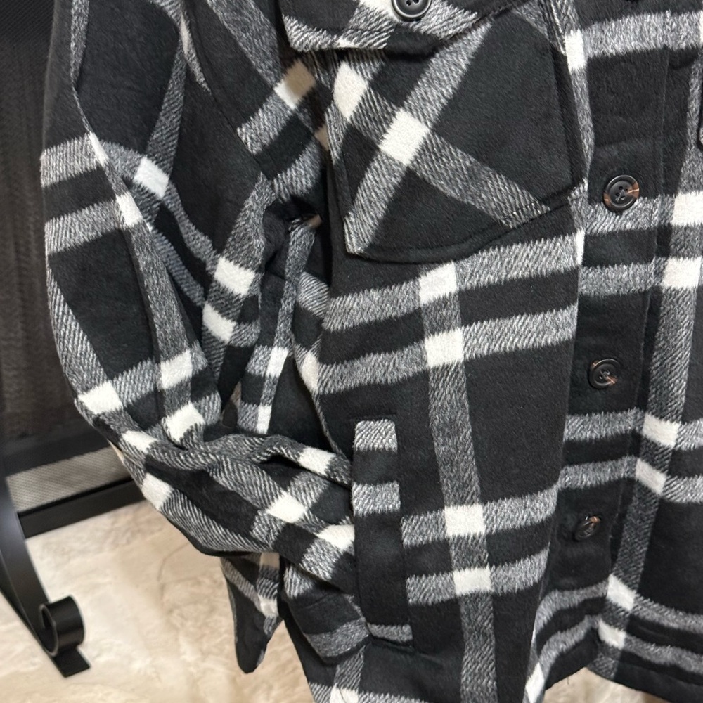 Member's Mark Women's Black & White Plaid Shacket - Picture 3 of 5